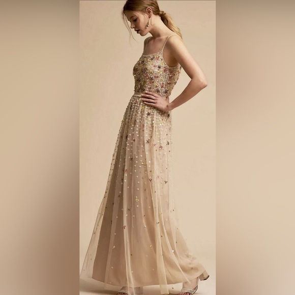 BHLDN Syrah Floral Sequin Embellished Dress - Picture 3 of 12